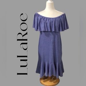 NEW LULAROE Cici Off the Shoulder Ruffle Neckline Waffle Knit Pullover Dress
